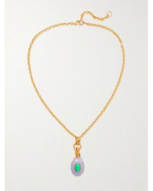 Lizzie Fortunato Yucca-Plated, Agate And Chrysoprase Necklace - White