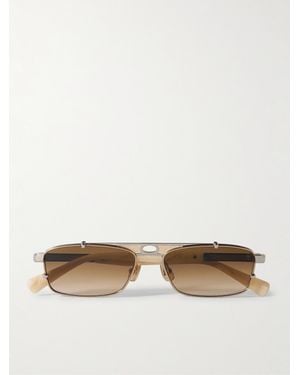 Brunello Cucinelli Paloma Sonnenbrille Im Pilotenstil Aus Titan Und Azetat - Natur