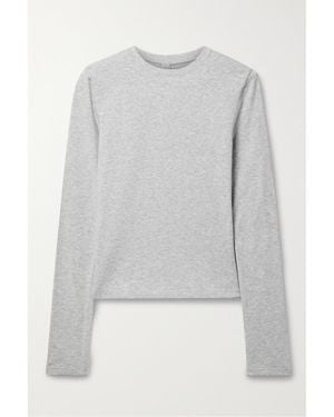 Skims Cotton Jersey Long Sleeve T-Shirt – Light Heather – Oberteil Aus Stretch-Baumwoll-Jersey - Grau