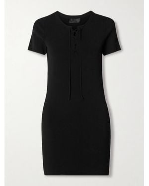 Nili Lotan Palma Lace-Up Jersey Mini Dress - Black