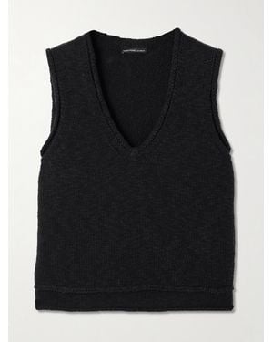 James Perse Tanktop Aus Einer Gerippten Baumwoll-Leinenmischung - Schwarz