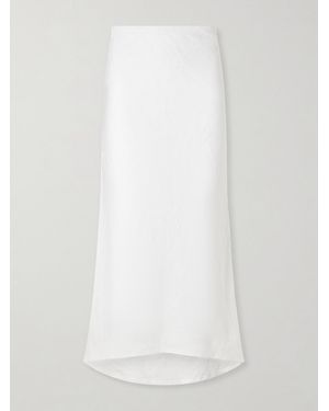 James Perse Linen-Canvas Midi Skirt - White