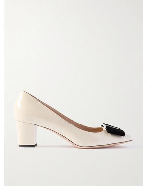 Tom Ford Audrey Embellished Velvet-Trimmed Patent-Leather Court Shoes - Natural