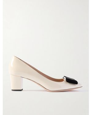 Tom Ford Audrey Embellished Velvet-Trimmed Patent-Leather Court Shoes - Natural