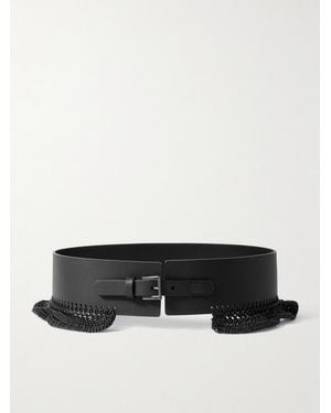 Anderson's Crochet-Trimmed Leather Waist Belt - Schwarz