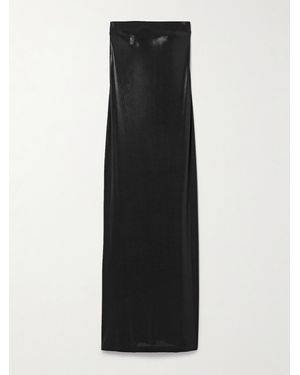 Norma Kamali Strapless Stretch-Lamé Maxi Dress - Black
