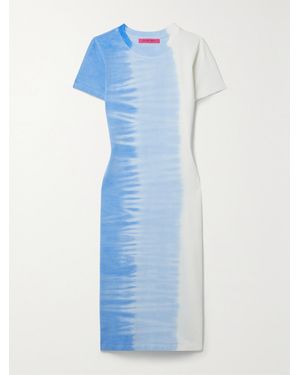 The Elder Statesman Tie-Dyed Cotton And Cashmere-Blend Piqué Midi Dress - Blue