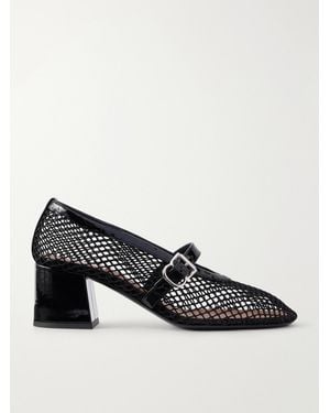 Alaïa 55 Patent Leather-Trimmed Mesh Pumps - Black