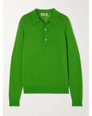 B Sides Merino Wool Polo Jumper - Green