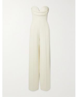 Alex Perry Hayden Strapless Draped Crepe Jumpsuit - White