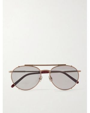 Brunello Cucinelli Aviator-Style Titanium Sunglasses - Natural