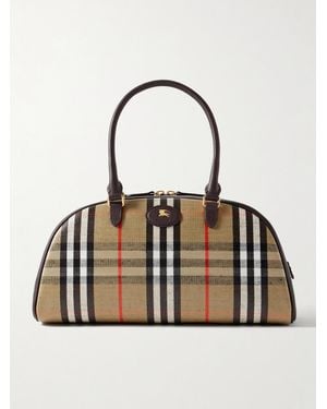 Burberry Tote Aus Beschichtetem Canvas Mit Jacquard-Muster Und Strukturierten Lederbesätzen - Natur