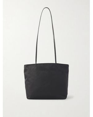 Valesque Spaghetti Leather-Trimmed Nylon-Satin Tote - White