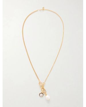 Roxanne Assoulin The Double Drop-Tone, Cubic Zirconia And Enamel Necklace - White