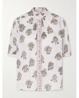 Alix Of Bohemia Winnie Mist Printed Cotton Gauze Shirt - White