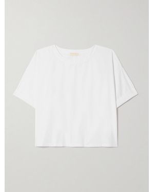 Suzie Kondi Saria Cropped Cotton-Poplin T-Shirt - White