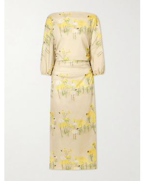 BERNADETTE Ezra Floral-Print Cotton-Blend Midi Dress - Metallic