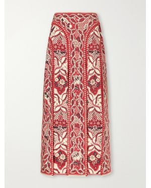 ALÉMAIS Kenny Floral-Print Crepe Maxi Skirt - Red