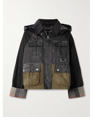 Barbour Liza Hooded Paneled Waxed-Cotton Jacket - Black