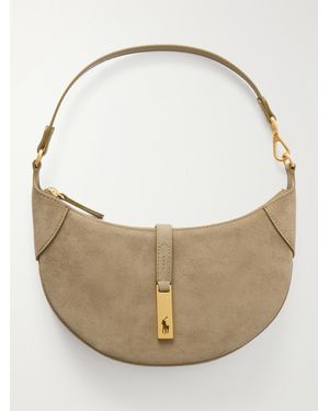 Polo Ralph Lauren Leather-Trimmed Suede Mini Shoulder Bag - Natural