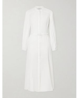 Gabriela Hearst Lydia Belted Linen Midi Dress - White