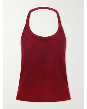 Stouls Cherry Open-Back Suede Halterneck Tank - Red