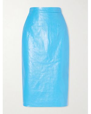 Willy Chavarria Glossed-Leather Mini Skirt - Blue