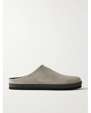 Brunello Cucinelli Mules Aus Veloursleder Mit Zierperlen - Grau