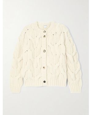 Bottega Veneta Cropped Cable-Knit Wool Cardigan - Natural