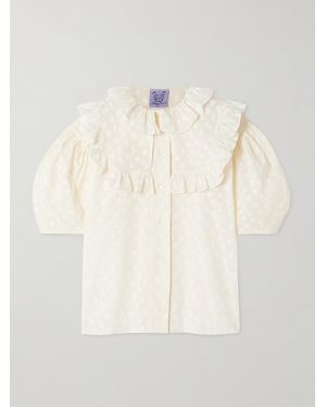 Thierry Colson Chemisier En Voile De Coton À Imprimé Fleuri Et À Volants Vanina - Neutre