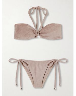 Lisa Marie Fernandez Cotton-Blend Terry Bandeau Bikini - Natural