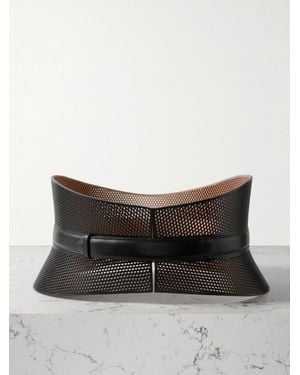 Alaïa Neo Bustier Laser-Cut Leather Belt - Grey