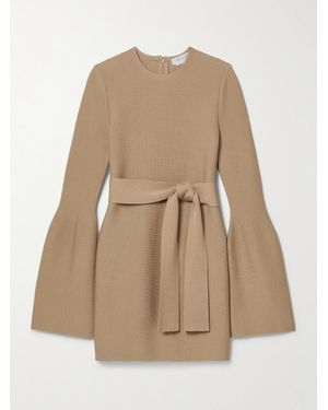 Gabriela Hearst Tenas Minikleid Aus Einer Woll-Kaschmirmischung Mit Bindegürtel - Natur