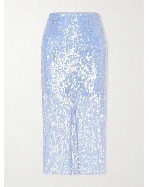 Veronica Beard Allora Sequined Chiffon Midi Skirt - Blue