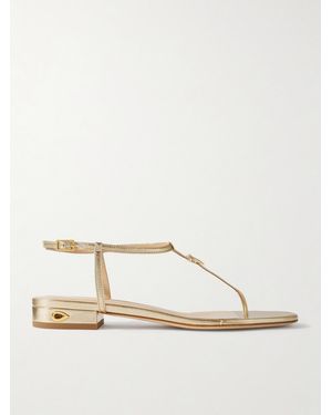 Jennifer Chamandi Pietro 20 Metallic Leather Sandals - Natural