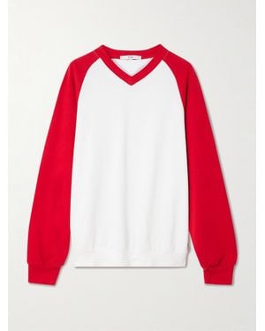 Tibi Perfect T Two-Tone Cotton-Jersey Sweatshirt - Red