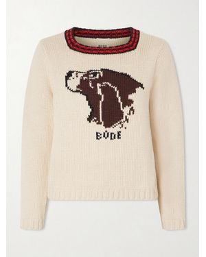 Bode Spaniel Intarsia Pima Cotton And Merino Wool-Blend Sweater - Natur