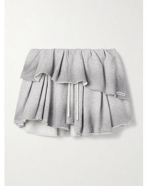 Acne Studios Layered Organic Cotton-Blend Jersey Mini Skirt - Gray