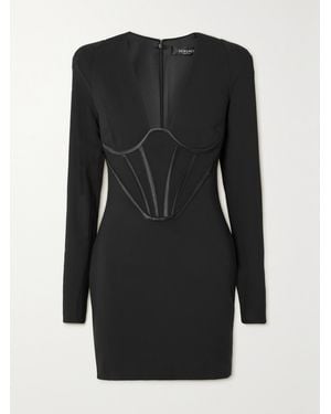 Versace Silk Satin-Trimmed Crepe Mini Dress - Black