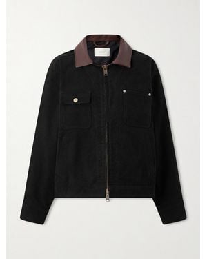 Aimé Leon Dore Ranch Jacke Aus Baumwoll-Canvas Mit Lederbesatz - Schwarz