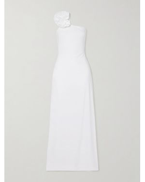 Maygel Coronel Adda One-Shoulder Appliquéd Stretch-Jersey Maxi Dress - White