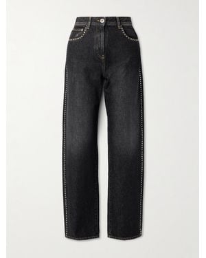 Versace Embellished High-Rise Straight-Leg Jeans - Schwarz