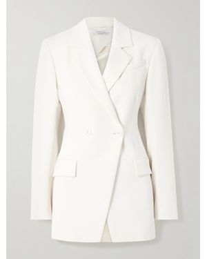 Another Tomorrow Double-Breasted Asymmetric Jersey Blazer - White