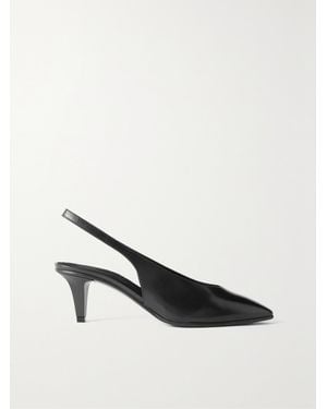 Loro Piana Rebecca Leather Slingback Pumps - Black