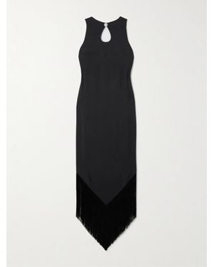 Taller Marmo Taormina Fringed Crystal-Embellished Crepe Gown - Black