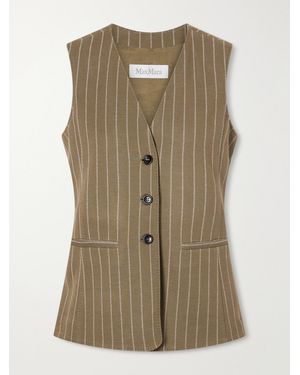 Max Mara Pinstriped Twill Vest - Green