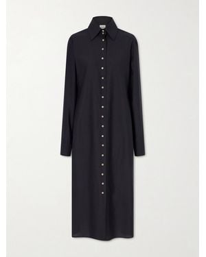KHAITE Ivanna Silk And Cotton-Blend Midi Dress - Blue