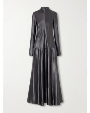 FFORME Mila Textured-Satin Turtleneck Maxi Dress - Gray