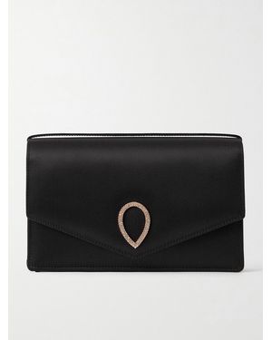 Jennifer Chamandi Le 8 Crystal-Embellished Satin Clutch - Black