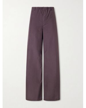 AURALEE Cotton Wide-Leg Trousers - Purple